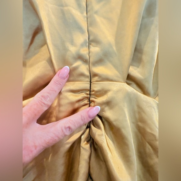 Endless Rose Shirred Gold Satin Ruched Mini Dress NEW - Picture 12 of 13